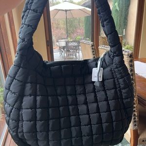 NWT free people black puffer carryall bag